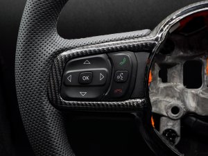 Jeep Gladiator Custom Steering Wheel - Carbon Fiber - Round Top/ Flat Bottom - Perf Leather/ Black Stitch